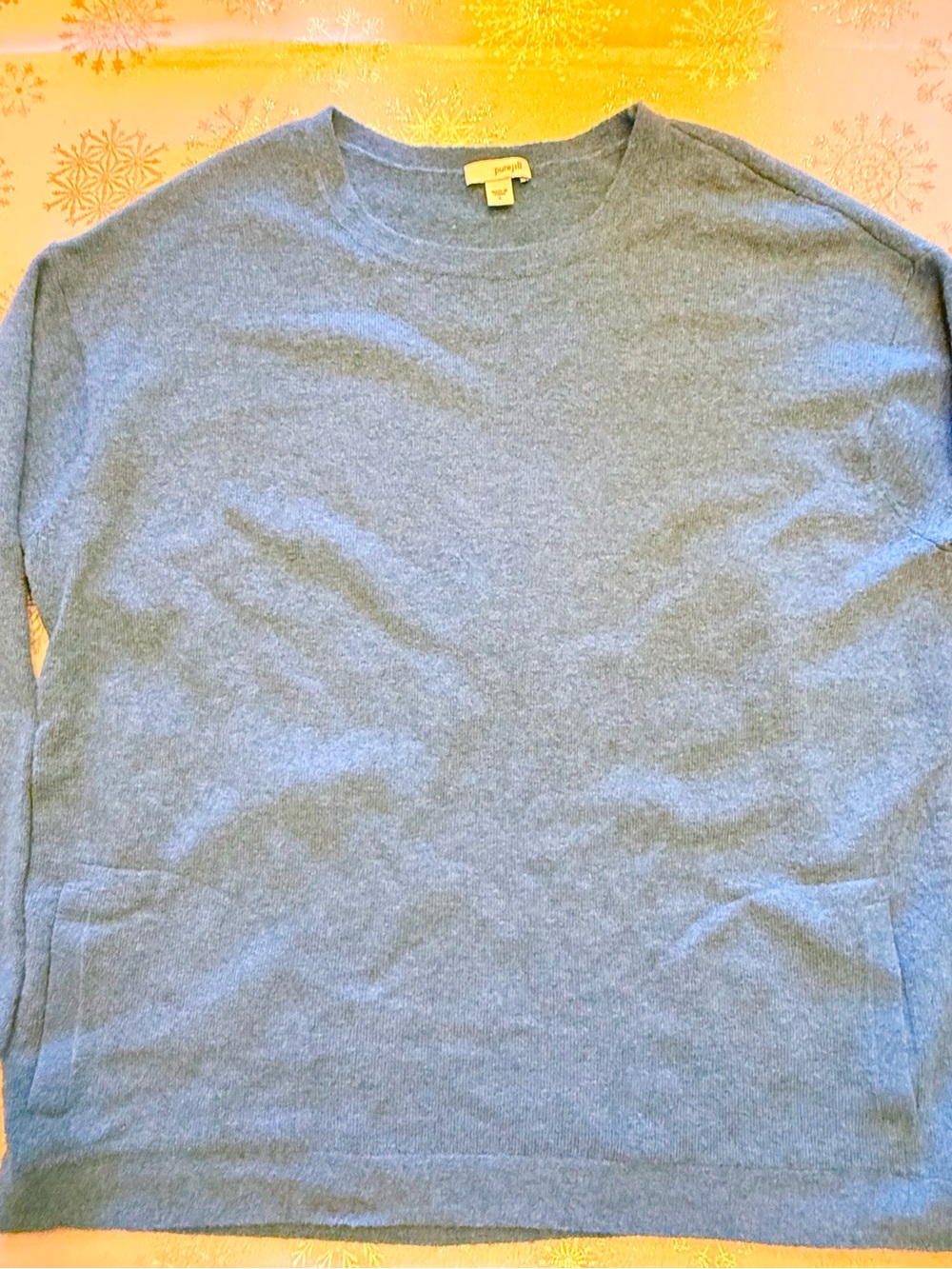 JJill Pure Jill Heathered Turquoise Blue Cozy Crewneck Sweater Alpaca Cashmere L